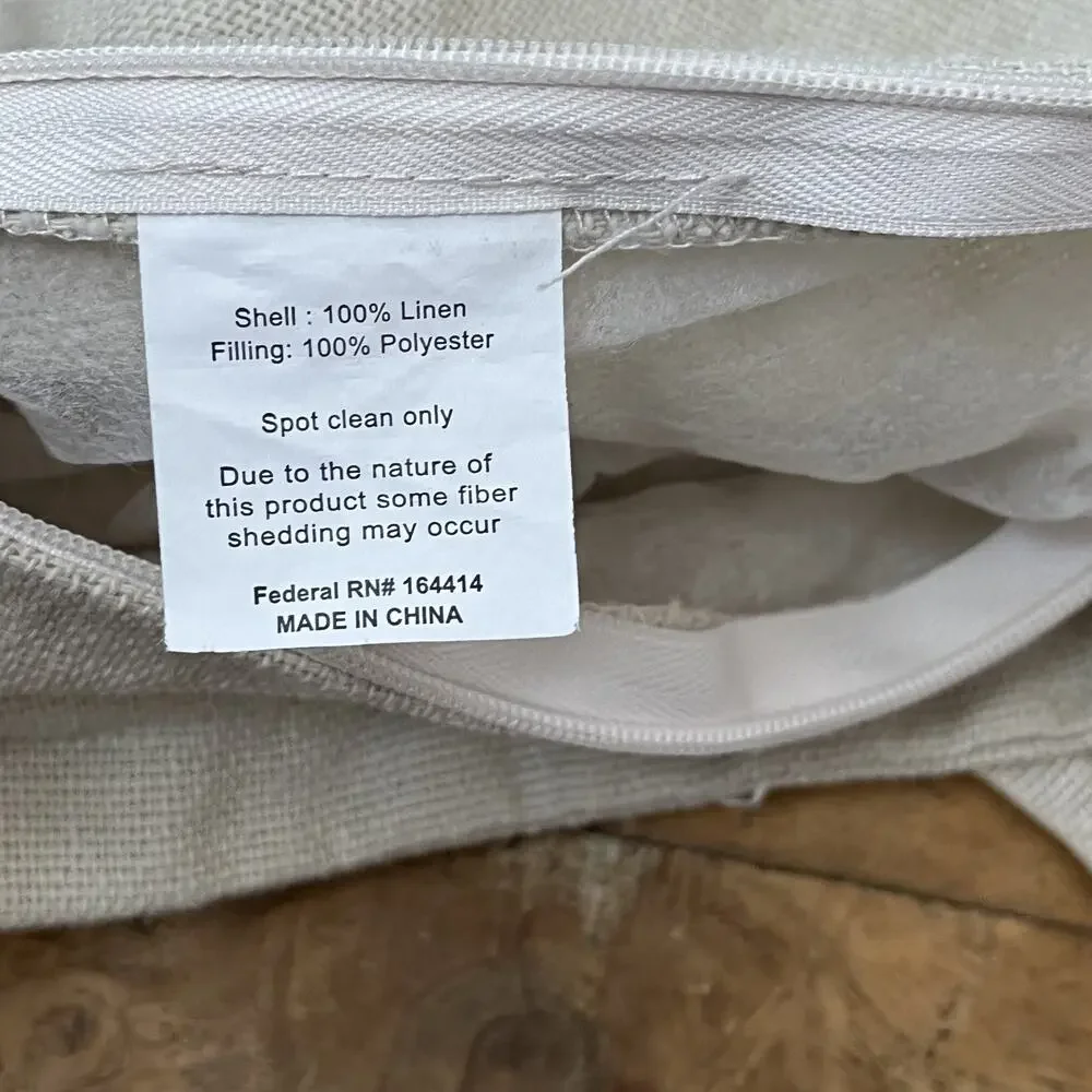 Square 100% Linen Pillow Sham 20 in x 20 in Sand Beige Zipper Closure